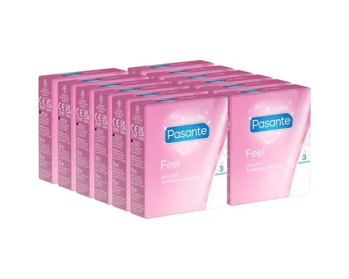 Pasante Kondome Feel (Sensitive) gefühlsechte Kondome Packung mit, 36 St., Kondome für empfindsame Liebhaber, extra dünn und feucht, für intensives Empfinden