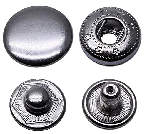 Anorak Schwarz Druckknöpfe 20set 15mm Metall Kleidung Druckknöpfe für Lederhandwerksjacke Handtasche Brieftasche