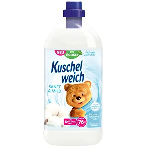 Kuschelweich Weichspüler - 2 l für 76 Wäschen, kuschlig-weich, hautverträglich, mikroplastikfrei - Sanft und Mild