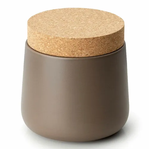 Continenta Keramikdose Korkdeckel Vorratsdose Vorratsbox Matt Taupe Ø 14x14.5 cm