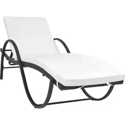 vidaXL Sonnenliege mit Auflage - Stilvolle Gartenliege aus PE-Rattan - Liegen - Hochwertige Sonnenliege aus wasserfestem PE-Rattan mit dick gepolsterter Auflage für maximalen Komfort, ideal für Garten und Strand.