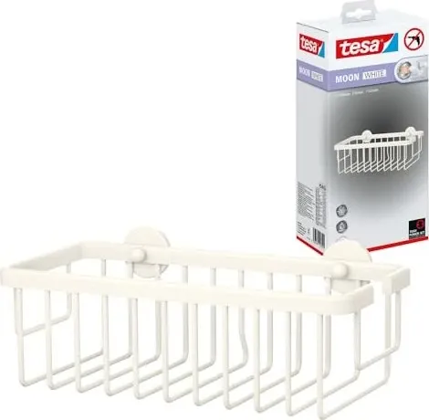 Tesa MOON WHITE Duschkorb, mattweiß - Duschregale & Duschorganisatoren, elegantes Design aus mattweißem Metall für eine stilvolle und ordentliche Badezimmerorganisation.
