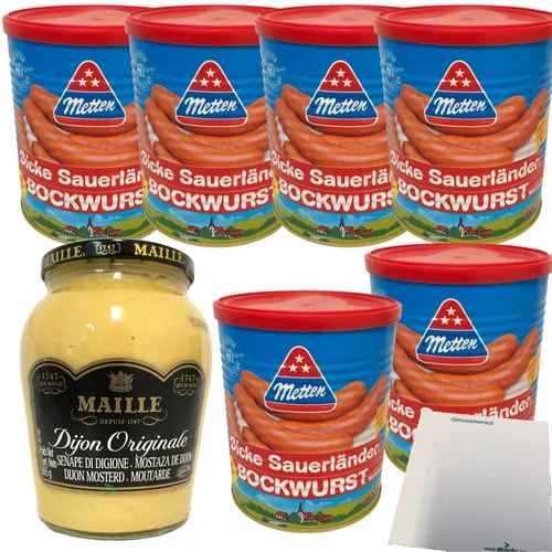 Metten Dicke Sauerländer Bockwurst 30x80g 6x400g Dose Maille Dijon Senf 1x865g