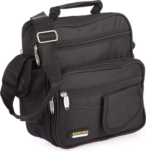Sanchez Casual Mittel Herren Umhängetasche Schultertasche Handtasche Arbeit Tasche aus Nylon schwarz