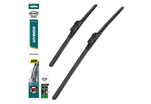 HEYNER Scheibenwischblätter für VOLVO S40 II (08.2005 - 12.2012) - Scheibenwischer Set (2-St.) mit maßgeschneidertem Adapter für exzellente Wischleistung, leises und streifenfreies Wischen dank NANO-Graphit-Technologie.