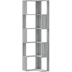 vidaXL Eckregal 5 Böden - Bücherregal für Wohnzimmer und Büro, nutzt Ecken optimal aus und bietet viel Stauraum in stilvollem Grau Sonoma Holzwerkstoff.