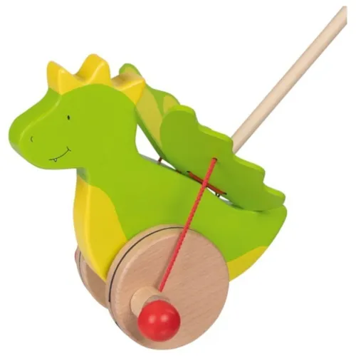 Goki 54998 - Schiebetier Drache Jakomo - Sonstiges Spielzeug, fördert die motorischen Fähigkeiten und animiert Kinder zum Laufen mit witzigen Flügelbewegungen.