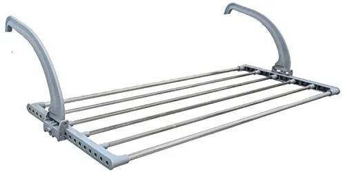 EYEPOWER Heizkörper Wäsche-Trockner 82 x 32 cm - Flexibler Edelstahl Balkontrockner - Wäscheständer mit 6 stabilen Trockenstangen, verstellbarer Tiefe und rostfreiem Edelstahl. Ideal für Balkon, Bad oder Reisen - platzsparend und einfach zu montieren.