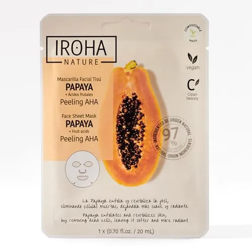 Iroha Nature PEELING Gesichtsmaske mit Papaya-, AHA- und Ananas-Enzymen. Peeling und revitalisiert die Haut. WEICHERE und STRAHLENDE Haut