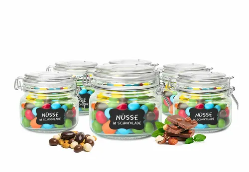 Einmachgläser 500ml Bügelverschluss mit Etiketten Stift Dichtung Vorratsglas 6