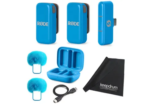 RØDE Rode Wireless Micro Drahtloses Mikrofon-System USB-C Blau – Kompaktes Aufnahmegerät mit Tuch - Drahtloses Mikrofon-System für Smartphones mit USB-C. Ultra-kompakt, einfach zu bedienen und ideal für Interviews oder Vlogs. Inkl. Zubehör für optimale Audioqualität und flexible Nutzung.