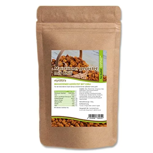 Mynatura Giant Corn Maiskörner geröstet mit CHILI I Getreide I Mais I Salzig I Snack I Vegan I Knusprig I Knabbern I Beutel (1x 1000g)