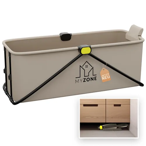MyZone faltbare Badewanne Grau 150 x 60 x 50cm - Moderne, klappbare Badewanne für 2 Personen, rutschsicher und leicht zu reinigen – ideal für kleine Badezimmer.