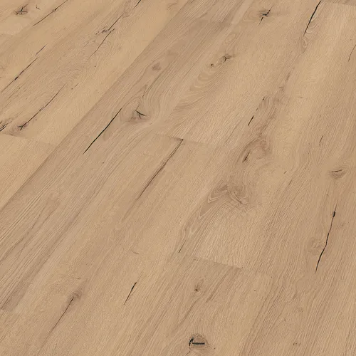 MEISTER Laminat Risseiche hell 1-Stab Kurzdiele 2,55m² - Laminatboden in heller Eiche, ideal für Flur, Kinderzimmer und Wohnzimmer. Besonders umweltfreundlich mit Blauer Engel und 15 Jahre Garantie im Wohnbereich.