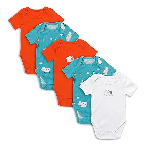 Schlummersack Kurzarm Baby Body Set 100% Bio Baumwolle Bauernhof Größe 86 12-18 Monate | 5 Stück Body Baby Mädchen - Sommer Babybody Kurzarm Bio Baumwolle | Baby Bodys Mädchen, Bodys Baby Mädchen Pack