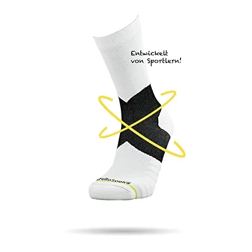 ROLLO SOCKS Team 5.0 White - Laufsocken mit gezielter Sprunggelenkskompression, Running, Sprunggelenk stützend, Bandage Fußgelenk, Sportsocken, Für jeden Sport geeignet, Größe M (40-43)