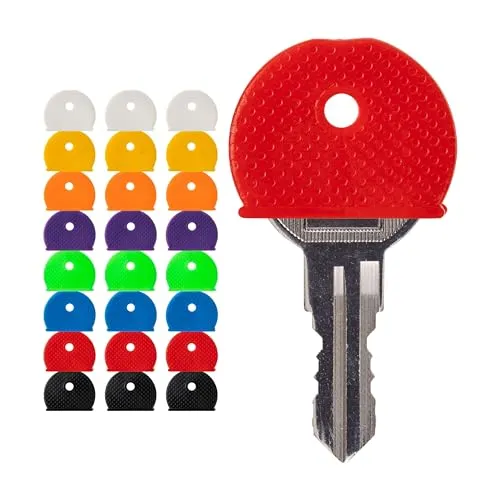 Schlüsselkennringe für Schlüsselköpfe, 24 Stück, 8 Farben, für runde und eckige Schlüsselköpfe mit 2 bis 2,5 cm Breite, Schlüsselkappen zum Aufstecken, Schlüsselkennzeichnung Set, Key Tags Kit eckig