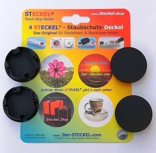 schwarze STECKEL Staubschutz-Deckel für Steckdosen Steckdosenleisten Abdeckung 4