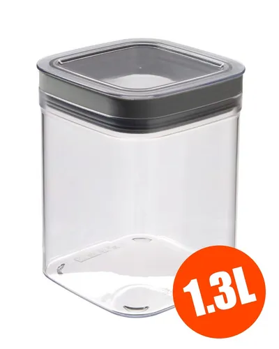 Curver DRY CUBE Vorratsdose 1,3 L transparent grau - Praktische Vorratsdose mit Deckel, ideal für die Aufbewahrung von Lebensmitteln. Spülmaschinenfest und wiederverwendbar – perfekt für den modernen Alltag!