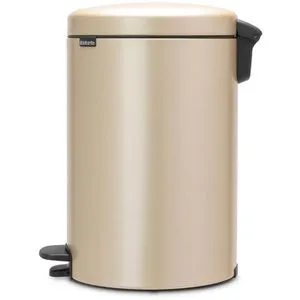 Brabantia Mülleimer 304460 newIcon, gold, 20 Liter - Haushaltszubehör mit leichtgängiger Tretmechanik und Soft-Close-Funktion für geruchssichere Entsorgung – ideal für Küche und Büro.