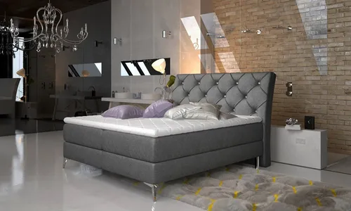 Myhomelando Boxbett Adel 140/160/180 inkl. Matratze, Topper & Bettkasten - Dora-Stoff (Bestehend aus Bettgestell, 2 Matratzen, 1 Topper), inkl. Matratze h3, Topper h2 und Bettkasten