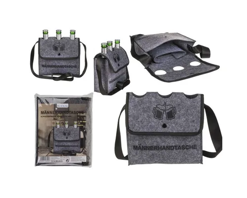 Out of the Blue Handtasche Männerhandtasche für 3 Flaschen grau