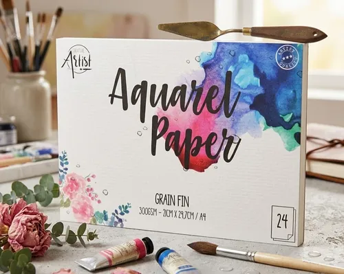 Premium Aquarellpapier 24 Blatt (300 g/m²) - Ideal für Künstler - Hochwertiges Aquarellpapier für kreative Projekte. 4 Malblöcke mit je 24 Blatt bieten optimale Qualität für perfekte Ergebnisse.