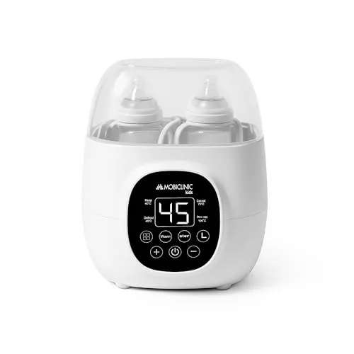 Mobiclinic® Flaschenwärmer und Sterilisator 6 in 1 – Doppelte Kapazität - Babyflaschenwärmer & -abkühler mit doppelter Kapazität für stressfreies Füttern. 6 in 1 Funktionen: wärmen, sterilieren, auftauen und mehr – ideal für moderne Eltern!