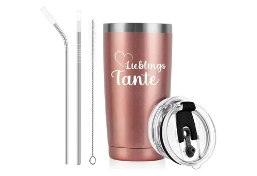 Edelstahl Kaffeebecher to go Tante Geschenk 600ml - Thermobehälter mit doppelter Vakuumisolierung: Hält Getränke bis zu 5 Stunden warm und 12 Stunden kalt. Ideal als Geschenk für Tanten, perfekt für unterwegs!