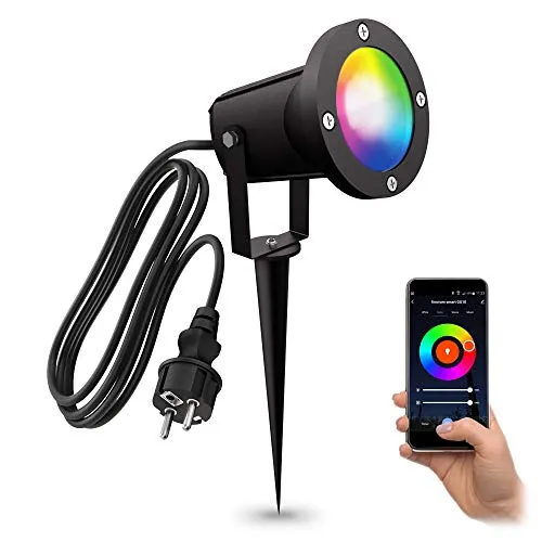 linovum CARI Erdspieß Gartenstrahler RGBW Smart LED GU10 - Smarte Gartenleuchte mit IP65 Schutz, steuerbar per App oder Voice Control. Genießen Sie bis zu 16 Millionen Farben und verschiedene Weißschattierungen für Ihre Terrasse oder Blumenbeet.