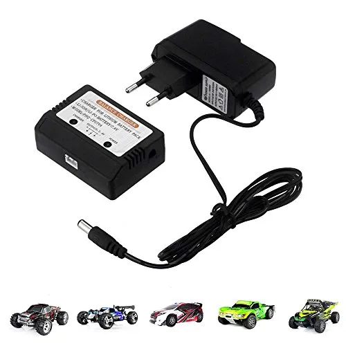 7.4V 800-mAh Balance Ladegerät JST XH-3P Stecker m. LED-Anzeige, Überladeschutz, Ladekabel f. Li-Po, Li-Ion Akku, Lithium Batterie, RC Modellbau, Auto, Fahrzeug, Airsoft-Spielzeug, Werkzeug, Solar,DIY