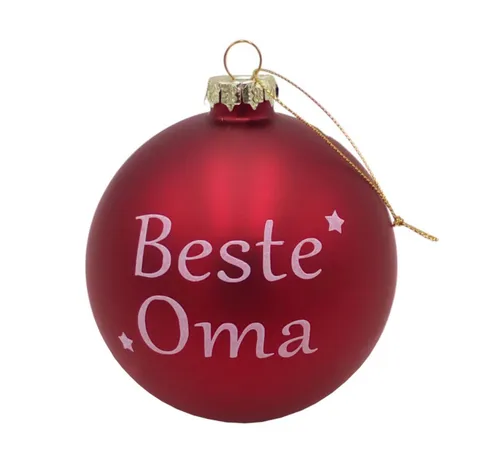 BURI Weihnachtsbaumkugel Glas-Weihnachtsbaumkugeln rot mit Spruch 10cm Christbaumschmuck Deko