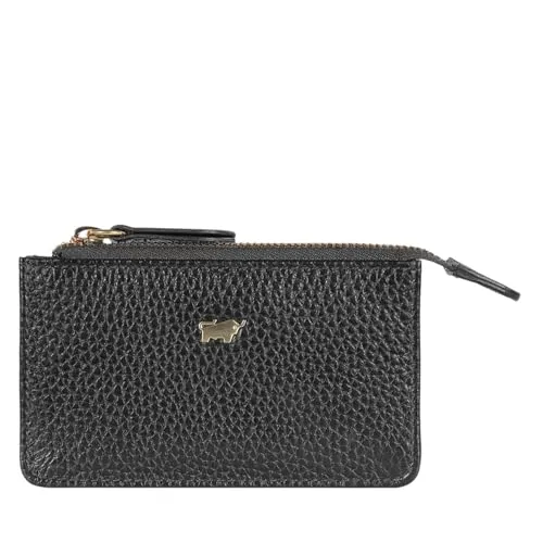 BRAUN BÜFFEL Schlüsseletui ASTI - Edles Schwarz aus feingenarbtem Rindsleder - Schlüsselmäppchen für Damen, geräumige Schlüsseltasche mit Reißverschluss, 2 Schlüsselringen und elegantem RFID-Schutz für sichere Aufbewahrung.