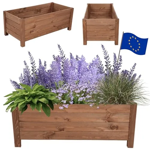 Modo24 Blumenkasten aus Kiefernholz, wetterfester Pflanzkübel für Garten und Terrasse
