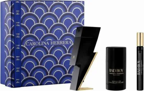 Carolina Herrera Bad Boy Eau De Toilette Spray 100ml Set - Parfüm-Geschenkset mit 3 Teilen: 100ml EDT, 100ml Deo und 10ml EDT – für einen luxuriösen Duft und frisches Gefühl den ganzen Tag.