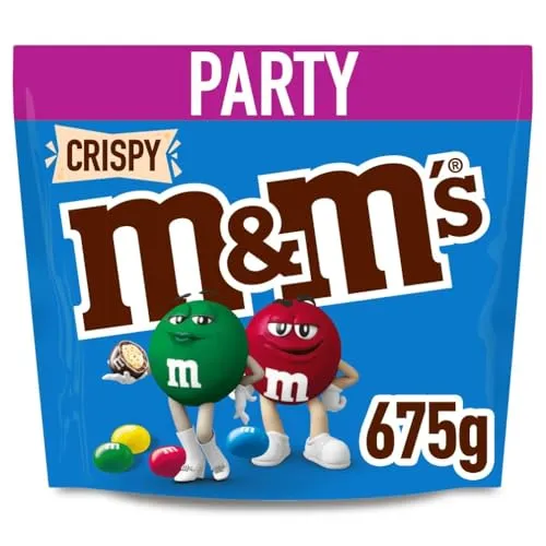 M&M’s Crispy, Schokolinsen, Milchschokolade mit Knusperkern, Großpackung Schokolade für Partys, Schokoladen-Geschenk, 1 x 675g, Für Weihnachten oder als Adventskalender Süßigkeiten