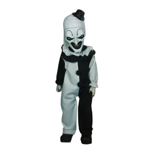 Terrifier Living Dead Dolls - Art Den Clown Figur - Sammlerstück aus der Slasher-Serie Terrifier, detailreiche Clown-Puppe, ideal für Fans und Sammler, Höhe: 14 cm, Farbe: Schwarz/weiß, für Erwachsene und Teenager.