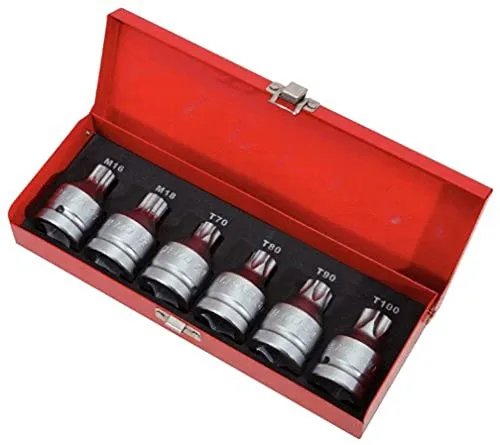 Kraft-Stecknuss-Satz KS TOOLS 515.0010 - Nusssätze aus robustem Chrom-Molybdänstahl, 6-teilig, ideal für professionelle Anwendungen und hohe Drehmomente, in praktischer Stahlblechkassette.