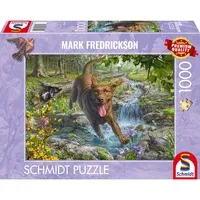 Mark Fredrickson: Hundeliebe - Frühlingsspaziergang mit Labrador Retriever, Puzzle 1000 Teile