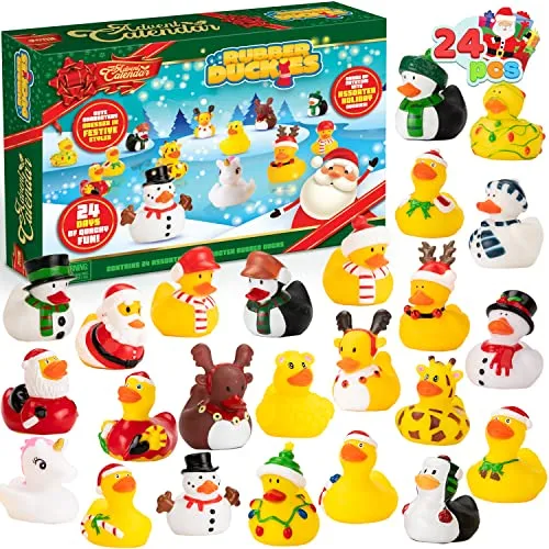 JOYIN Weihnachts-Adventskalender 2025, Enten, 24-tägiger Weihnachts-Countdown, Gummienten für Jungen, Mädchen, Kleinkinder, Kinder