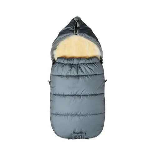 SHEEP Thermo Fußsack mit Lammfelleinlage, 100x45cm, Universal Kinderwagen, Wasserabweisend, Reflektorstreifen (anthracite)