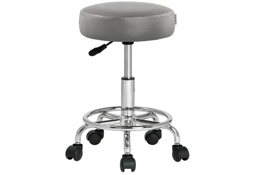 Casaria® Höhenverstellbarer Rollhocker mit 360° Drehbarkeit - Bürostuhl mit 10 cm dicker Polsterung, ideal für dynamisches Arbeiten und vielseitig einsetzbar. Stufenlos höhenverstellbar von 51-65 cm, mit stabilen Rollen und Fußstütze für optimalen Sitzkomfort.