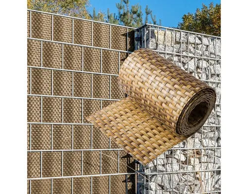 NYVI Sichtschutzstreifen Sichtschutzstreifen Privafence 255x19 cm für Zaun, (1-St), Polyrattan 3D Optik, Wetterfest, Reißfest