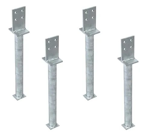 Alberts 4er-Set T-Pfostenträger | feuerverzinkt und robust - Zaunpfosten aus feuerverzinktem Stahl, ideal zum Einbetonieren. Mit einer Steggröße von 130 x 80 mm sorgt er für stabile und langlebige Konstruktionen.