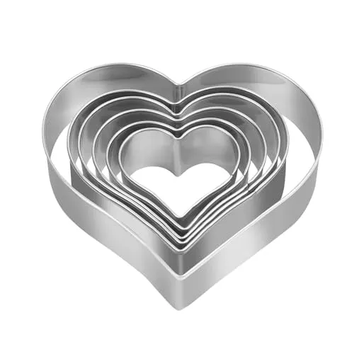 Ausstechformen Herz Set-6 Stück,Edelstahl Ausstecher Set, Groß and Mini herz Plätzchenausstecher,2.5-11.6cm Edelstahl herz-Tortenring,Glatt Herzausstecher für Cookie,Brownie,Obst,Sandwiches