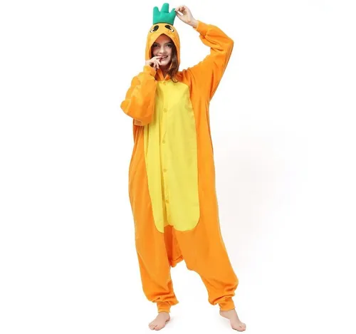 Katara Partyanzug Bauernhoftiere Jumpsuit Kostüm für Erwachsene S-XL, Karneval - Kostüm, Kigurumi - Karotte orange L (165-175cm)