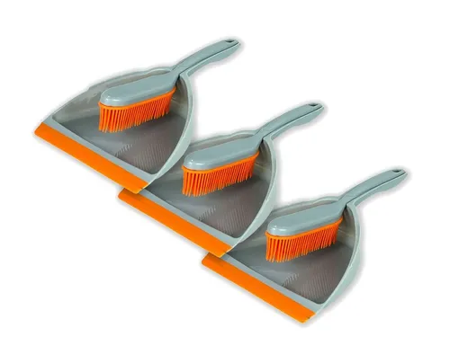 Gravidus 3er Kehrset: Handbesen & Kehrschaufel - Schaufel- & Besensets: Effizientes Set mit Gummiborsten zur effektiven Tierhaarentfernung auf Teppichen und Sofas – ideal für tierliebende Haushalte.