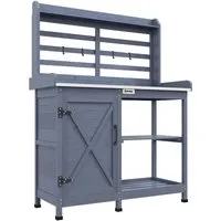 Outsunny Pflanztisch aus Tannenholz und Aluminium, grau von Outsunny