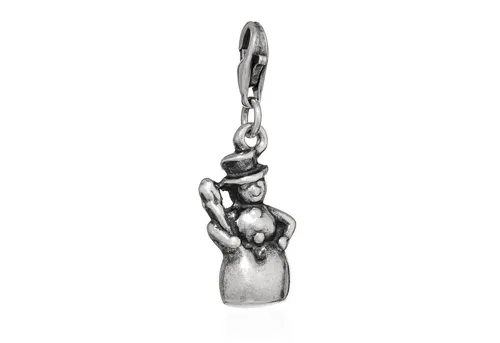 NKlaus Charm-Einhänger Weihnachtlicher Schneemann Charm-Anhänger 925 Silber antik 26mm Bettel