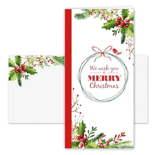 younikat Weihnachtskarten-Set Merry Christmas I 15 Klapp-Karten mit Umschlag I DIN lang I Motivkarte Weihnachten I dv259